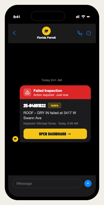 iPhone — real-time permit alerts